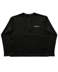 Black Henley waffle knit Front Design