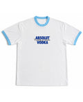 White & Sky Blue Ringer tee Front Design