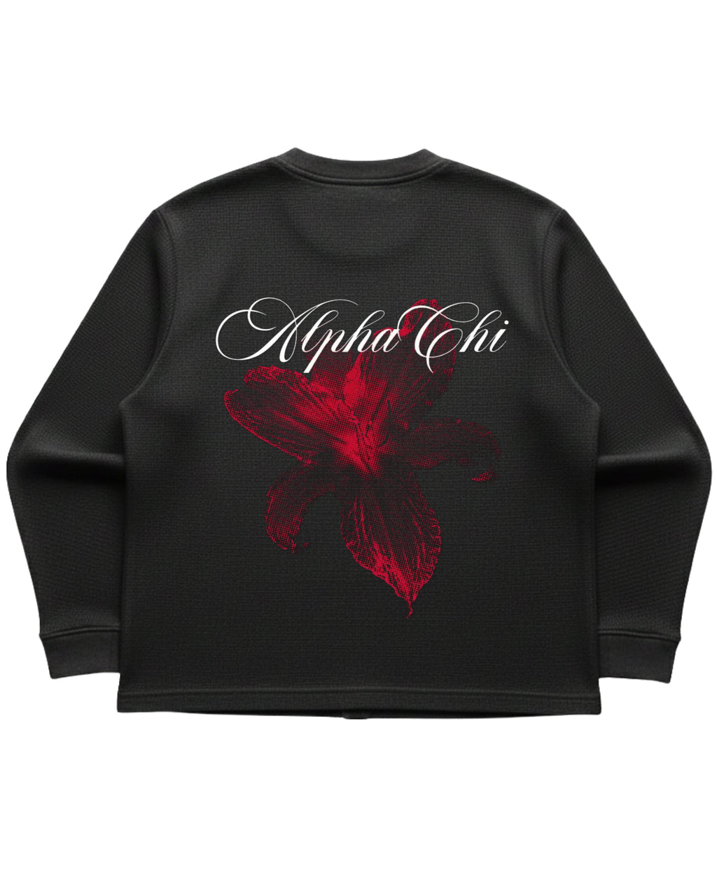 Black waffle knit oversized full-sleeve Back Design