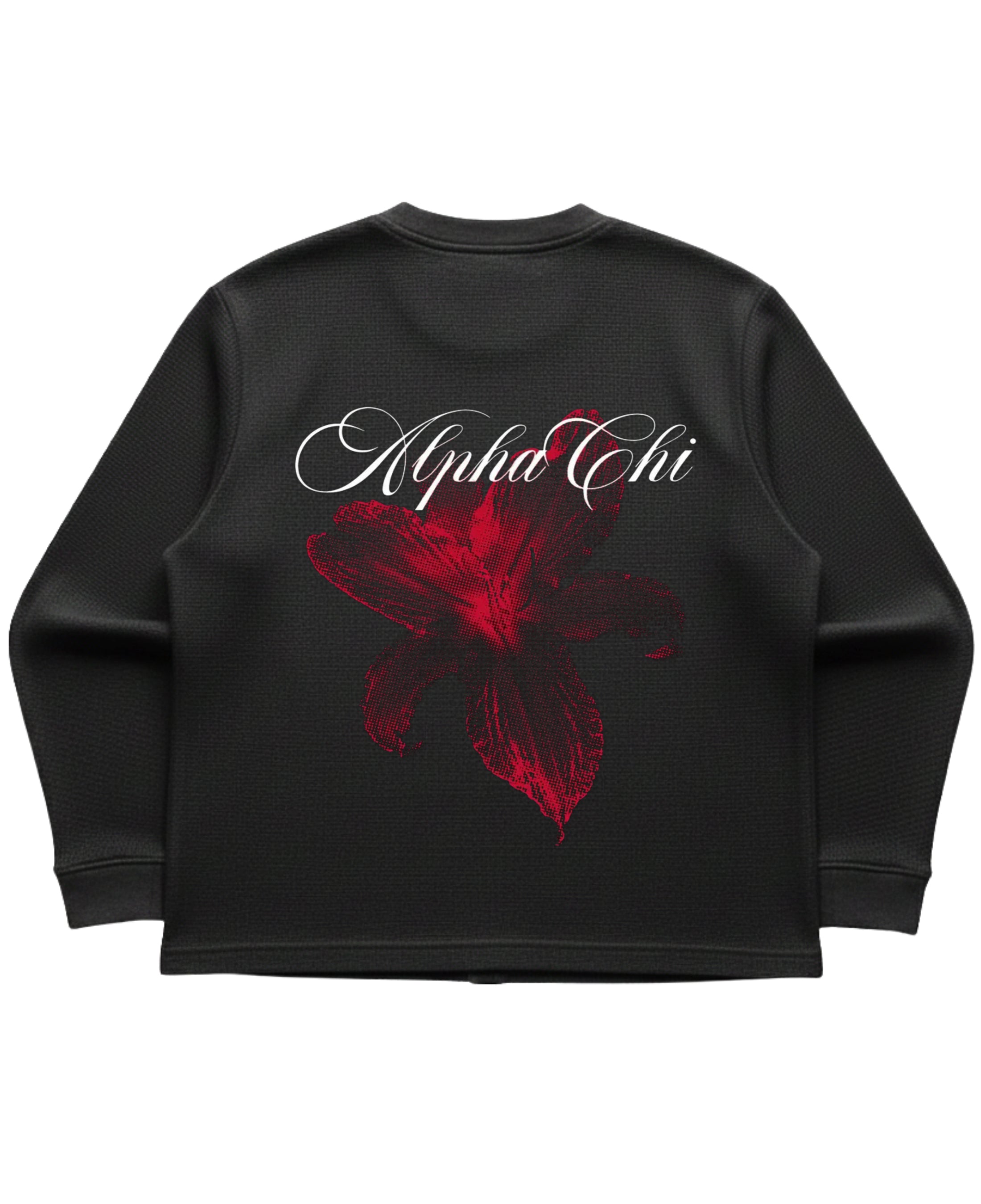 Black waffle knit oversized full-sleeve Back Design