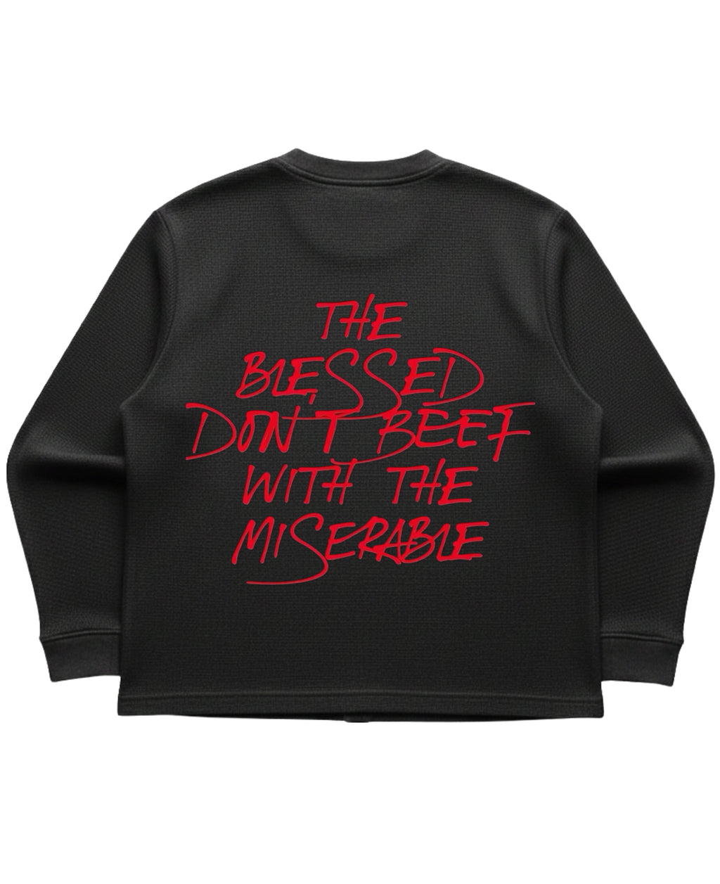 Black waffle knit oversized full-sleeve Back Design