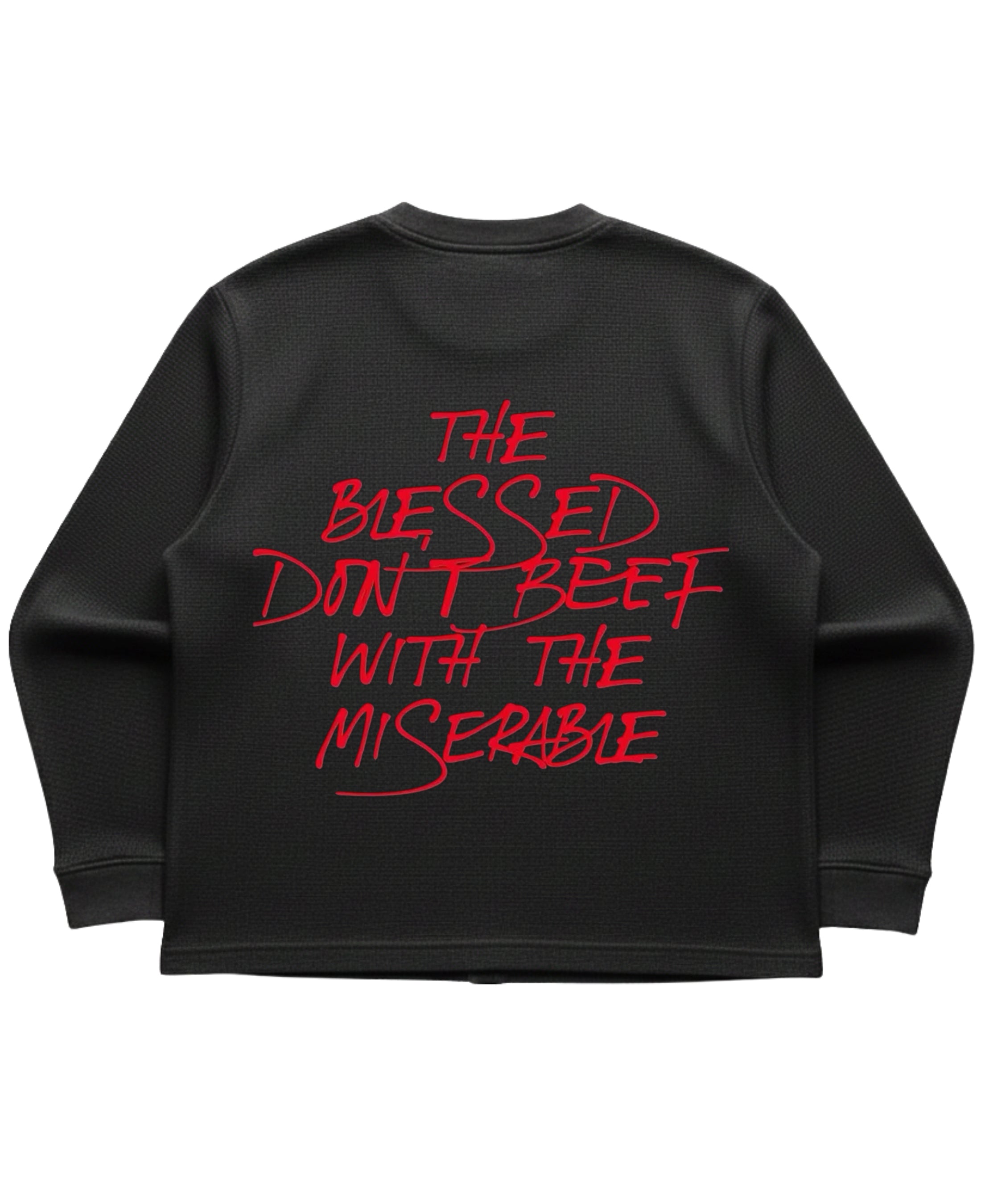Black waffle knit oversized full-sleeve Back Design