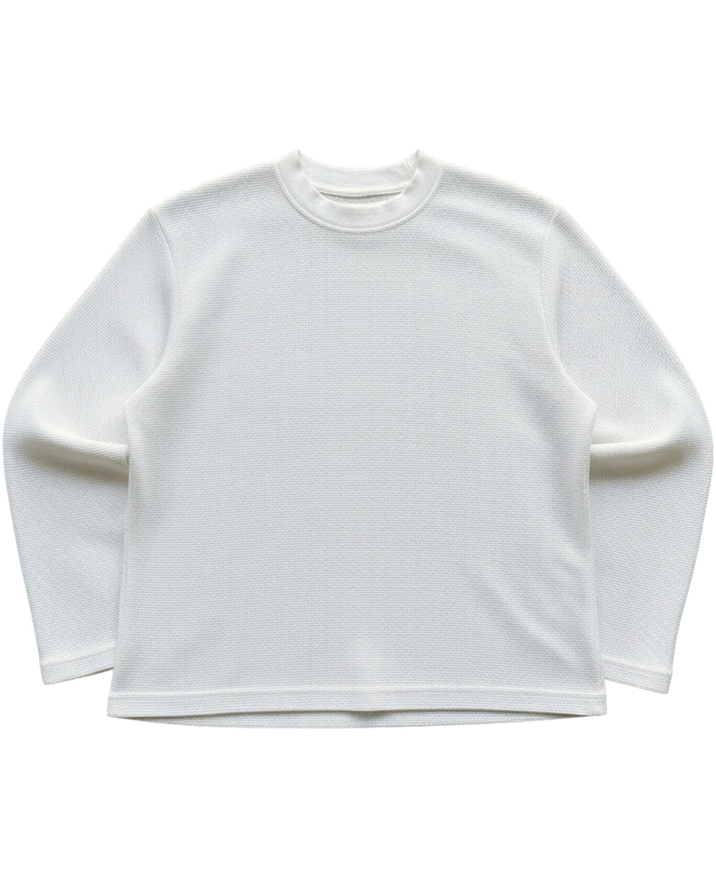 white waffle knit oversized full-sleeve 