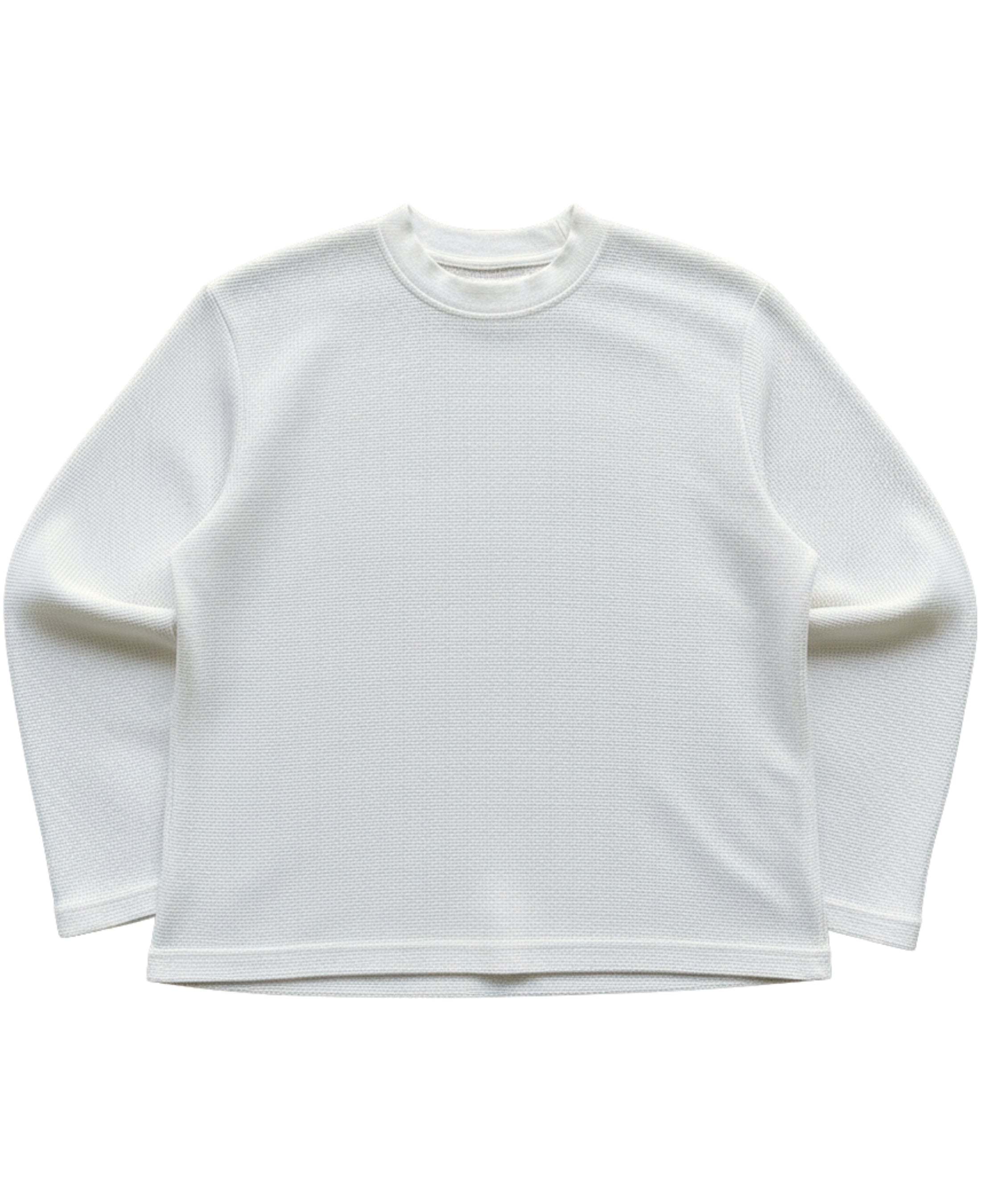 white waffle knit oversized full-sleeve 