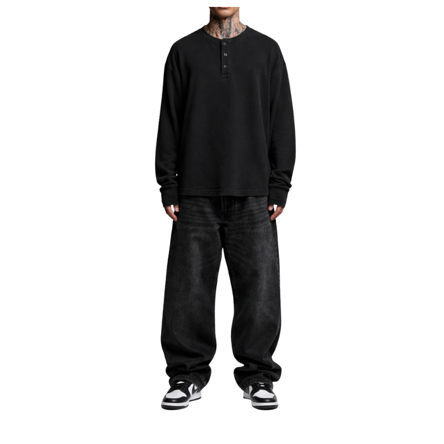 black slim fit henley